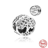 925 Silver Family Tree Dangle Charm Bead for Bracelet