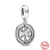 925 Silver Family Tree Dangle Charm Bead for Bracelet