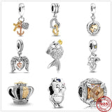 Angel Wings Heart Watering Can Trowel Crown Dangle Charm Beads