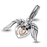Angel Wings Heart Watering Can Trowel Crown Dangle Charm Beads