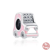925 Silver Pink Car Unicorn Ice Cream Charm Beads for Women