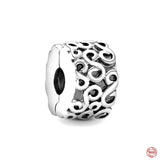 Silver 925 Flower Buckle Charms Beads Bracelet DIY Jewelry Women