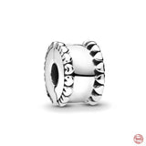 Silver 925 Flower Buckle Charms Beads Bracelet DIY Jewelry Women