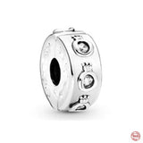 Silver 925 Flower Buckle Charms Beads Bracelet DIY Jewelry Women