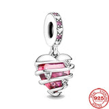 925 Silver Pink Wings Nipple Fit Bracelet Charms Beads For Women