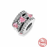 925 Silver Pink Wings Nipple Fit Bracelet Charms Beads For Women