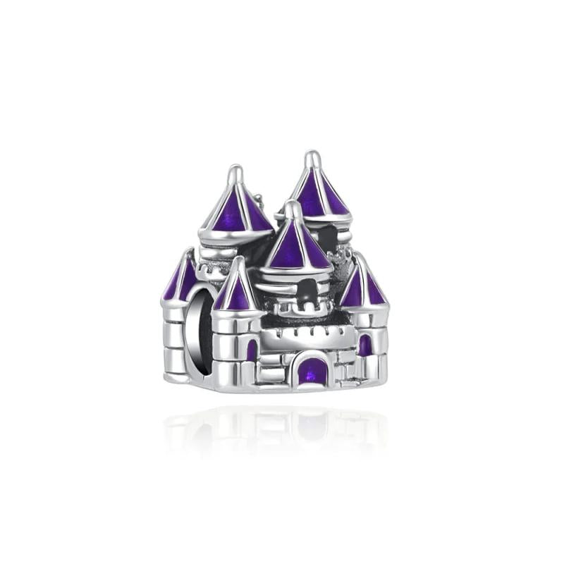 925 Sterling Silver Princess Castle Charm Bead Pendant