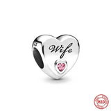 Classic Silver 925 Mom Dad Wife Heart Sister's Love Charm Bead