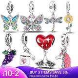925 Silver Dragon & Butterfly Charms Beads Fit Bracelet, Women Jewelry