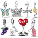 925 Silver Dragon & Butterfly Charms Beads Fit Bracelet, Women Jewelry