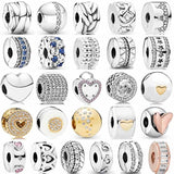 925 Silver Clear Sparkling Freehand Heart Crown Clip Bead