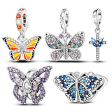 925 Silver Butterfly Cross Charm Bead for Women Silver Jewelry DIY