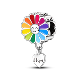 925 Sterling Silver Colorful Flower Love Bracelet for Women