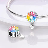 925 Sterling Silver Colorful Flower Love Bracelet for Women