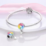 925 Sterling Silver Colorful Flower Love Bracelet for Women