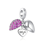 925 Silver Wife Mom Dad Purple Zircon Pendant