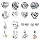 925 Silver Forever Family Mother Pendant Love Mum Beads DIY Jewelry
