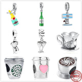 925 Silver Coffee Beer Wine Cup Charm Bead for Bracelet