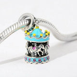 925 Silver Heart Merry-Go-Round Charm Bead Pendant for Bracelet DIY
