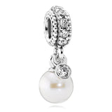 925 Silver Butterfly Pearl Moon Amulet Pendant Bead Bracelet DIY