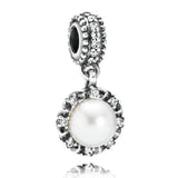 925 Silver Butterfly Pearl Moon Amulet Pendant Bead Bracelet DIY
