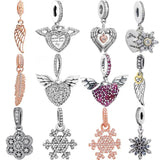 925 Sterling Silver Snowflake Ice Floral Pendant Bead