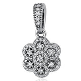 925 Sterling Silver Snowflake Ice Floral Pendant Bead