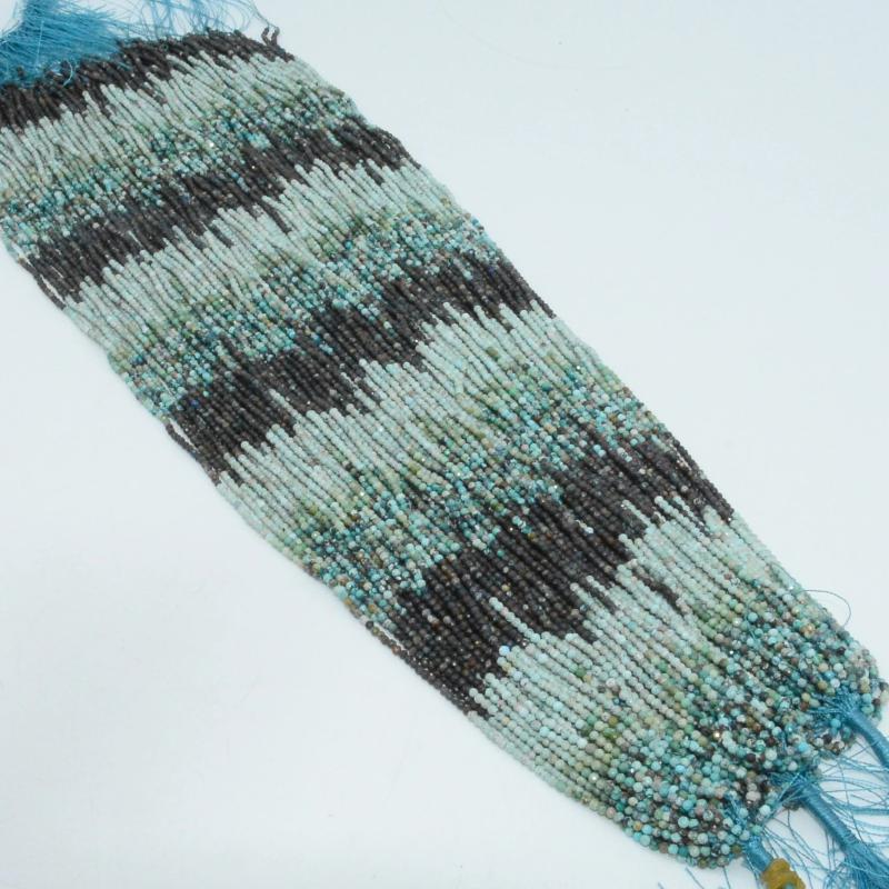 Natural Hu Bei Turquoise 2.3mm Faceted Round Beads, Selected