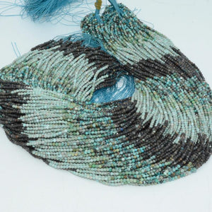 Natural Hu Bei Turquoise 2.3mm Faceted Round Beads, Selected