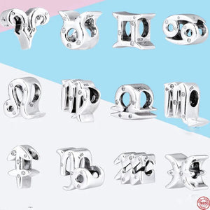 925 Sterling Silver Bracelet with Twelve Constellations Pendant Bead