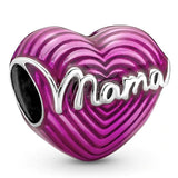 925 Silver Enamel Radiating Love Mama Heart Bead