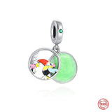 925 Silver Love Hearts Bird Charms Pendant for Bracelet DIY Jewelry