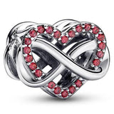 925 Silver Family Infinity Red Heart Charm Bracelet DIY