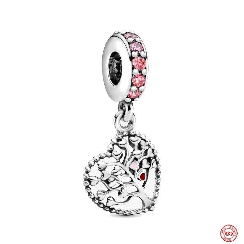 925 Silver Heart Pendant DIY Bead for Bracelet