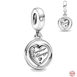 925 Silver Heart Pendant DIY Bead for Bracelet