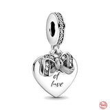 925 Silver Heart Pendant DIY Bead for Bracelet
