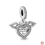 925 Silver Heart Pendant DIY Bead for Bracelet