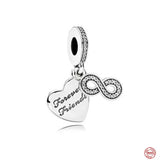 925 Silver Heart Pendant DIY Bead for Bracelet