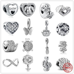 925 Silver Sister Tortoise Snake Dress Dog Charm Bead Bracelet DIY