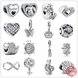 925 Silver Sister Tortoise Snake Dress Dog Charm Bead Bracelet DIY