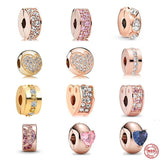 925 Silver Rose Pendant Heart Bead Charm Clip