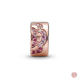 925 Silver Rose Pendant Heart Bead Charm Clip