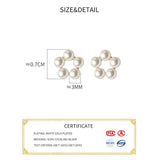 925 Silver Hollow Pearls Flower Stud Earrings Minimalist Bijoux