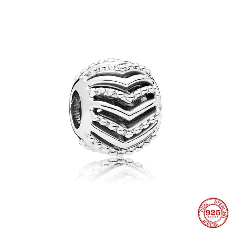 925 Silver Openwork Heart Mom Charm Bead Bracelet DIY Jewelry