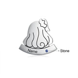 Personalized Hair Shaped Name Engraved Brooch Birthstone for Women