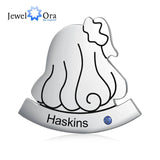 Personalized Hair Shaped Name Engraved Brooch Birthstone for Women