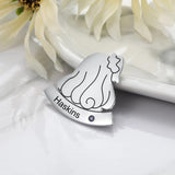 Personalized Hair Shaped Name Engraved Brooch Birthstone for Women