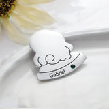 Personalized Hair Shaped Name Engraved Brooch Birthstone for Women