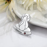 Personalized Hair Shaped Name Engraved Brooch Birthstone for Women