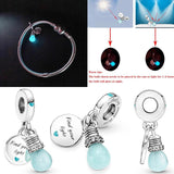 925 Silver Lightbulb Glow Double Dangle Charm Bracelet Jewelry